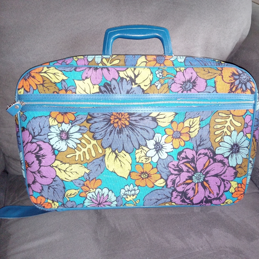 Vintage Flower Power Suitcase Groovy Retro Boho